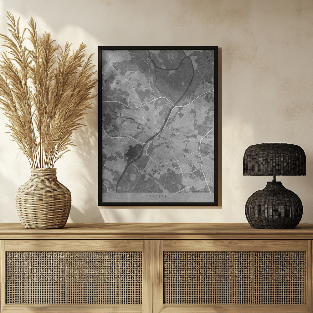 Poster - Gray vintage map of Angers France