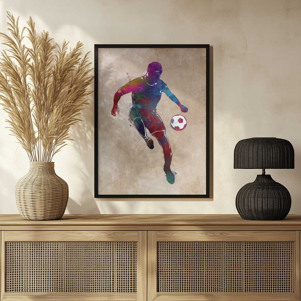 Plakat - Watercolor Soccer Player