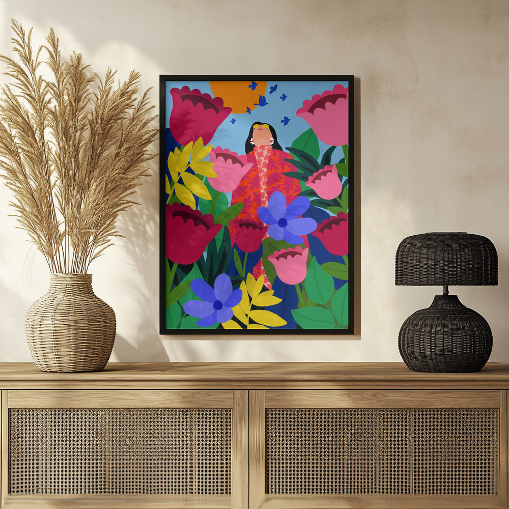 Plakat - Woman in Flower Garden