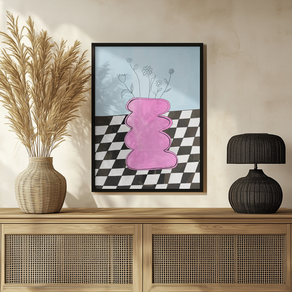 Plakat - Checkerboard Vase Pink