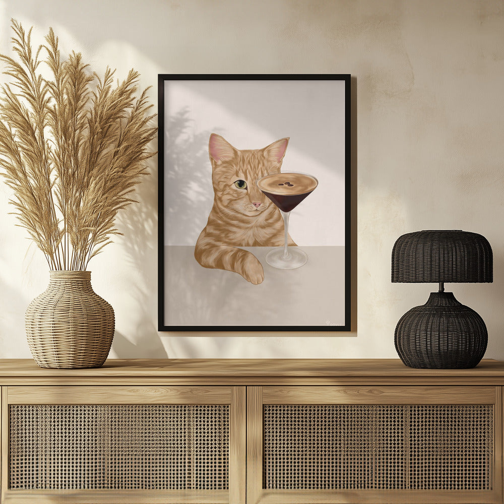 Plakat - Ginger Cat with Espresso Martini Cocktail