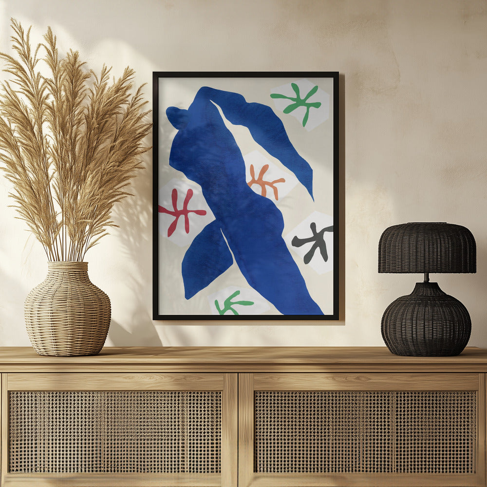 Poster - Blue cut out abstract figure