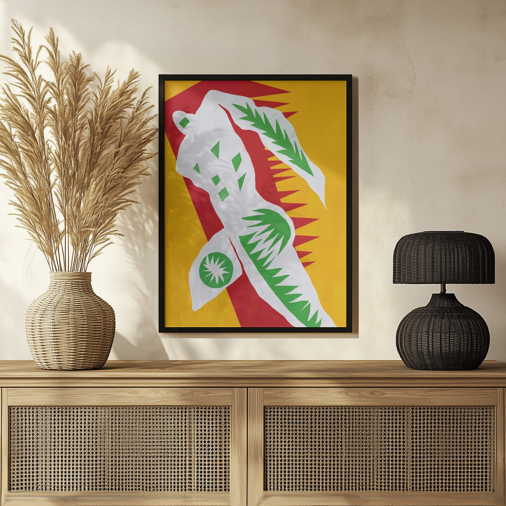 Poster - Blue cut out abstract figure 02
