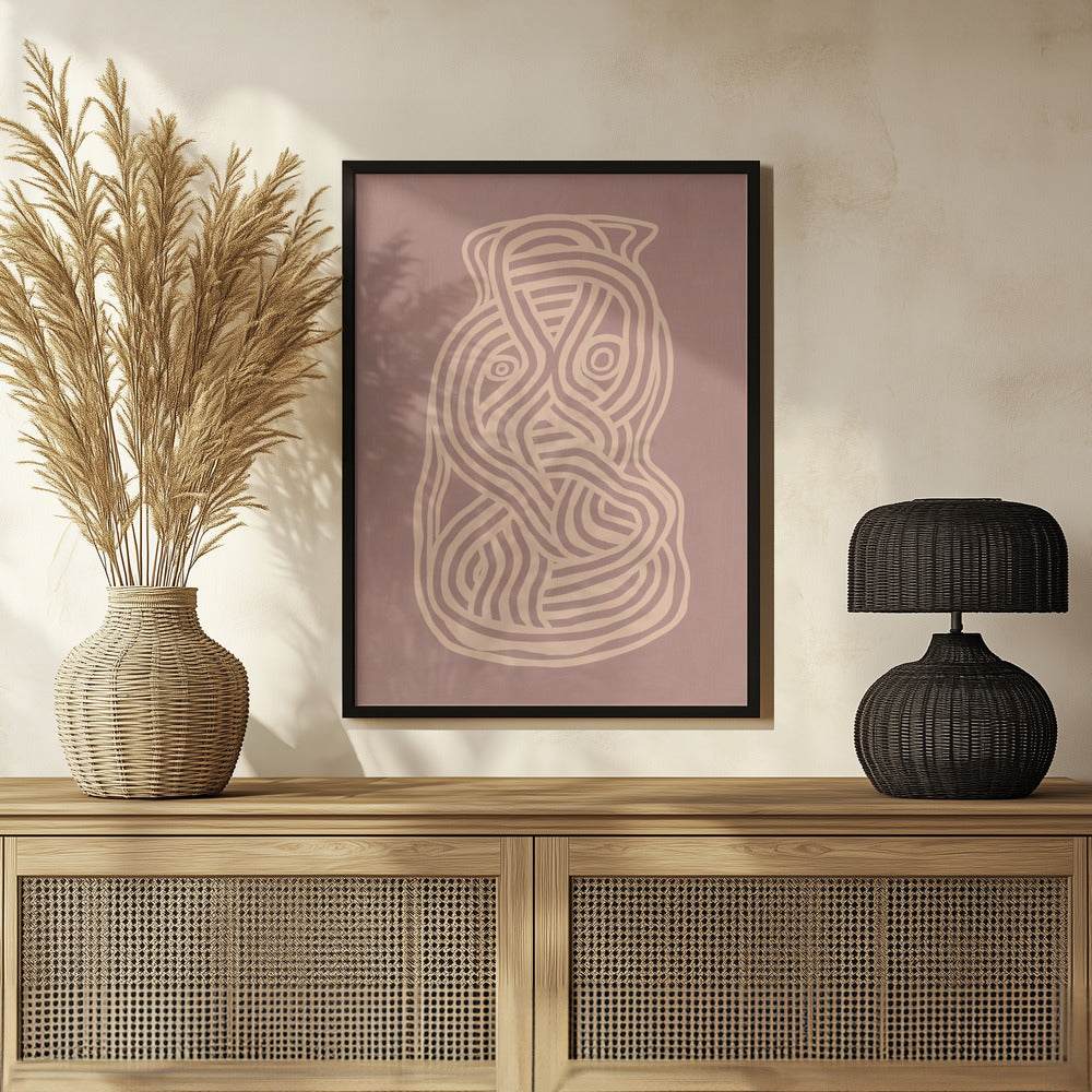Poster - Line art organic shape in nude