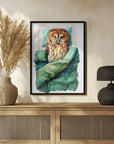 Plakat - Animal Watercolor Art Bird Sleeping Owl - Justyna Jaszke