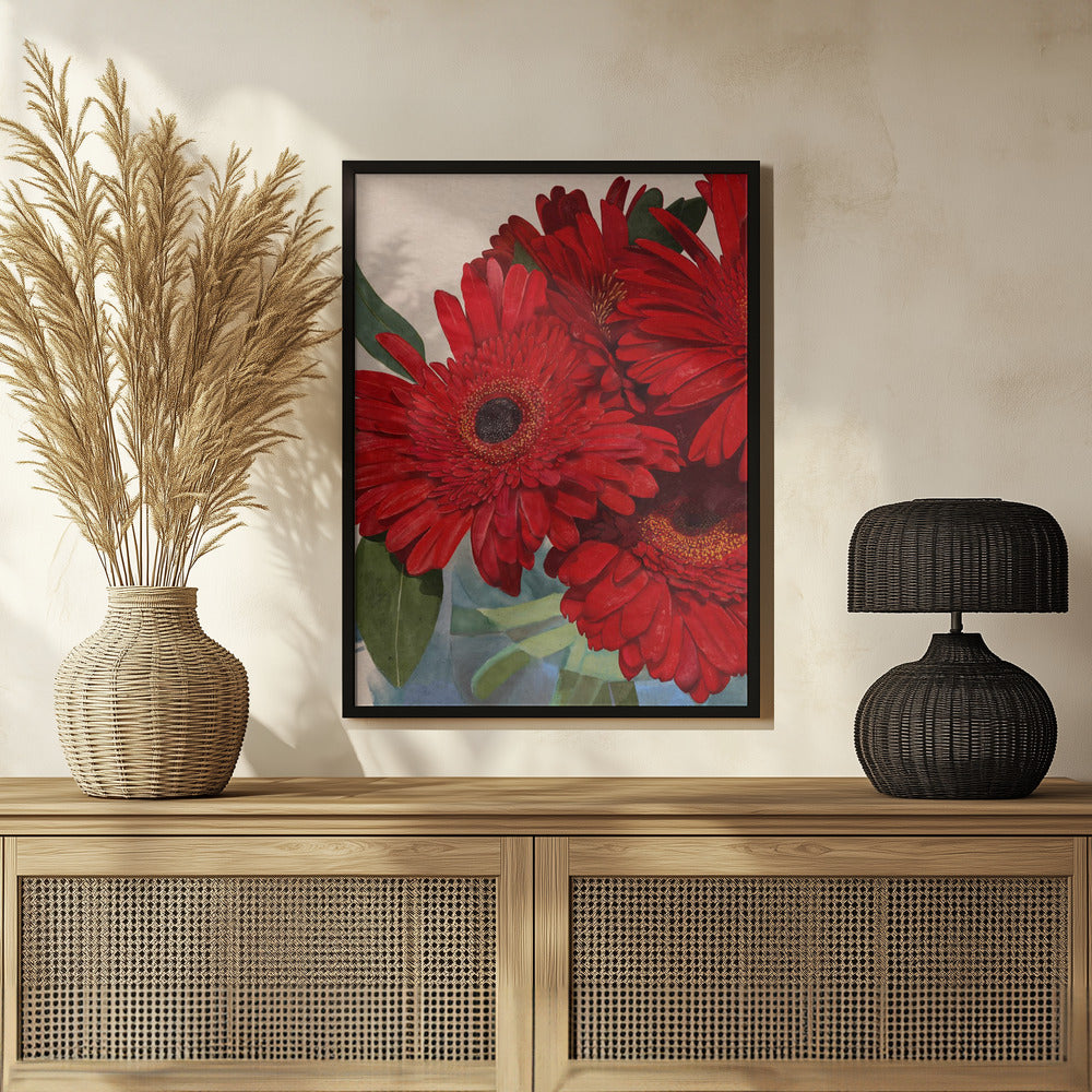 Poster - Red Gerbera Daisy Detail 3