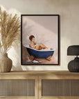Poster - Bathtub Drinks: Pinup Girl Drinking In Bathroom