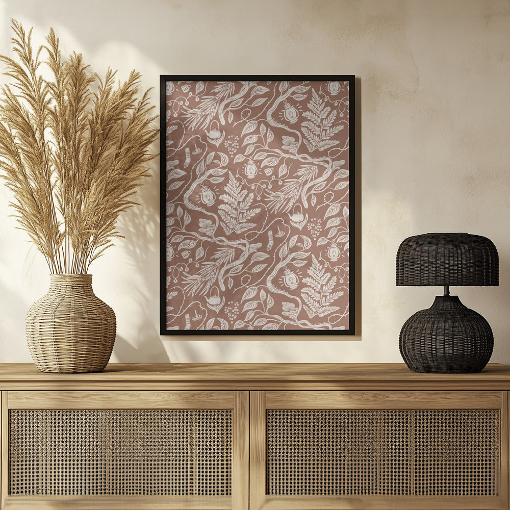 Plakat - Cabincore Scene Pattern - Mocha Mousse