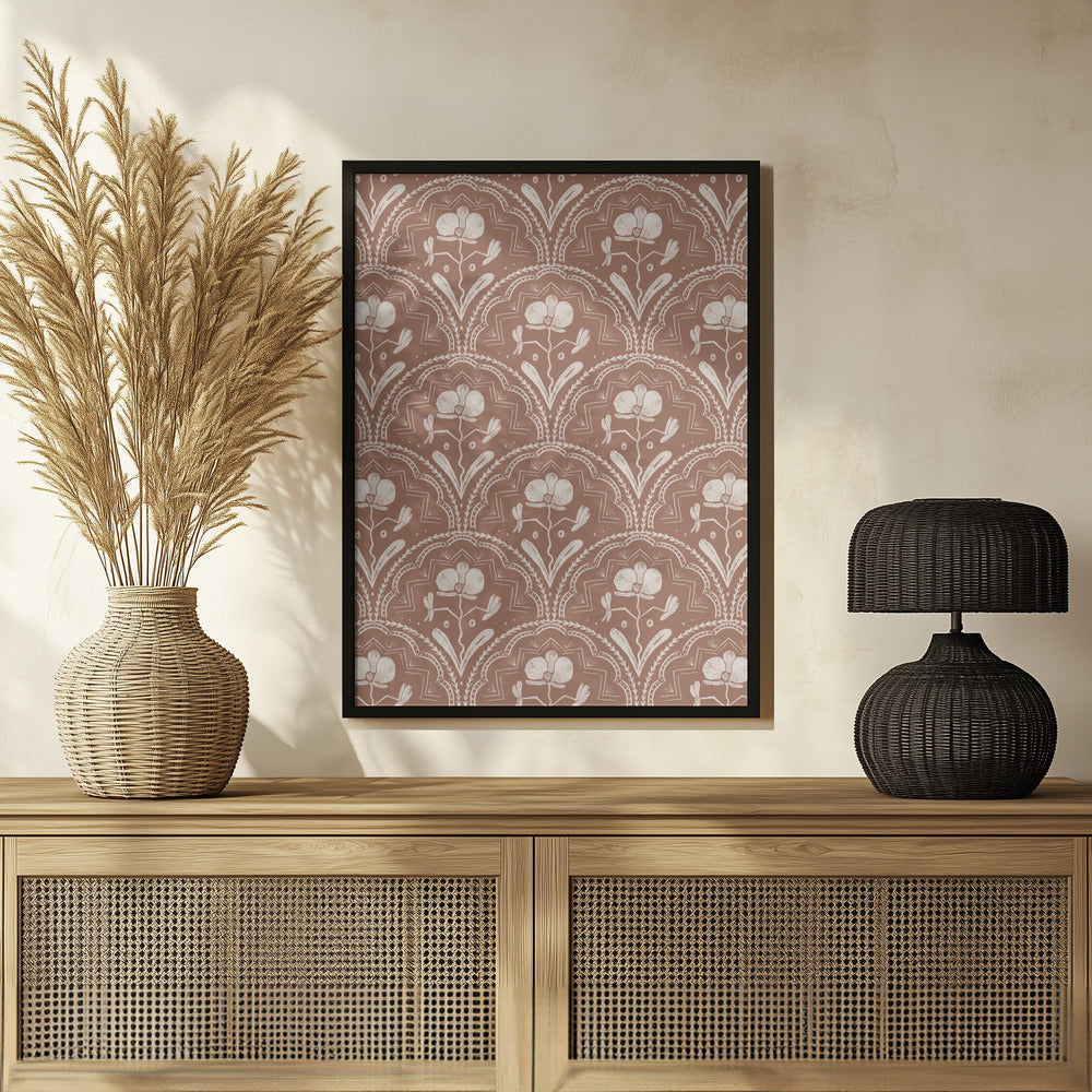 Plakat - Boho Orchid Tiles Pattern