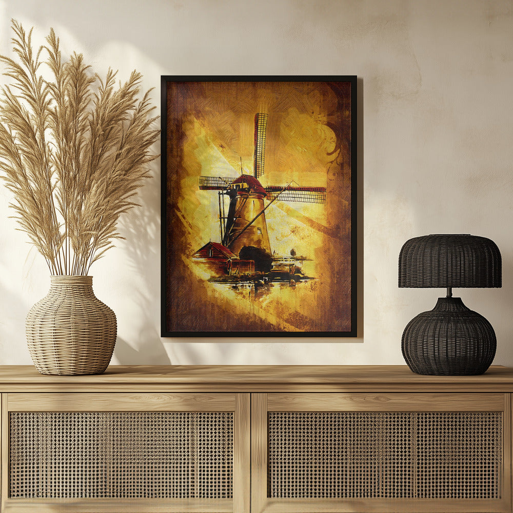 Plakat - Windmill - Sepia Illustration 66