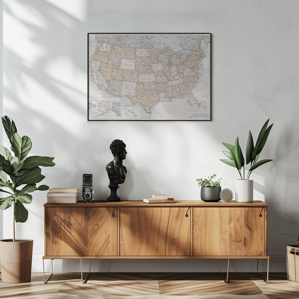 Plakat - Highly detailed map of the United States, Lucille
