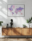 Plakat - Watercolor world map with cities, Brandie