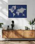 Plakat - Watercolor world map with cities, Kawena