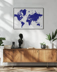Plakat - Navy blue world map with cities, Nevin