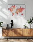 Plakat - Watercolor world map with cities, Keats