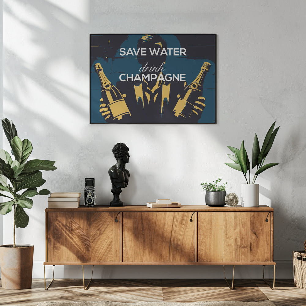 Plakat - Save water - Drink champagne