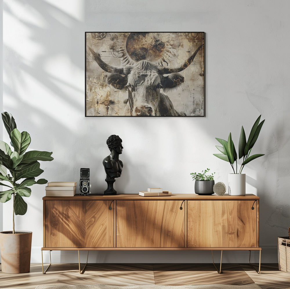 Plakat - Cow Animal Vintage Art Illustration Wallart 04