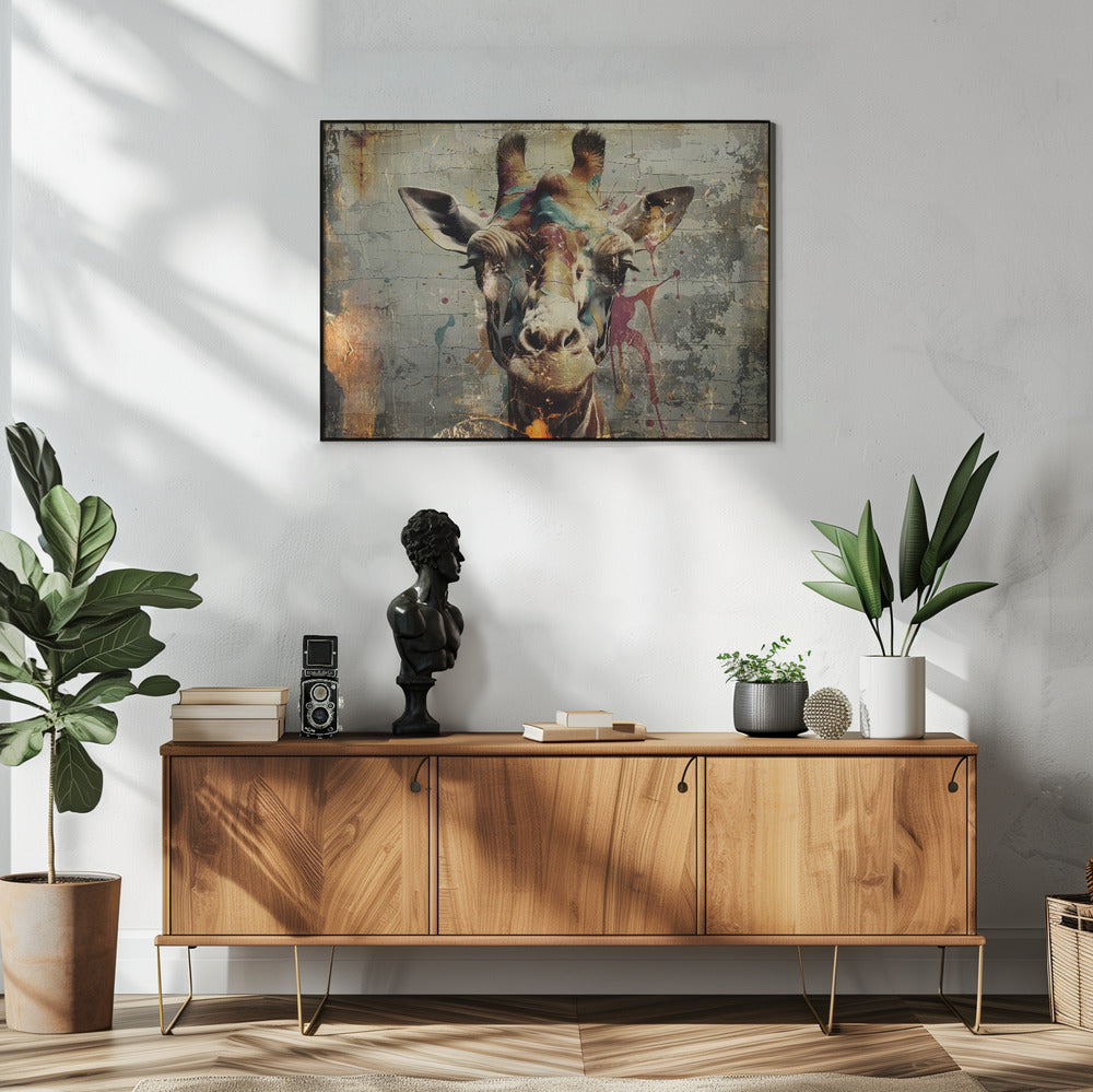 Poster - Giraffe Animal Vintage Art Illustration Wallart 03