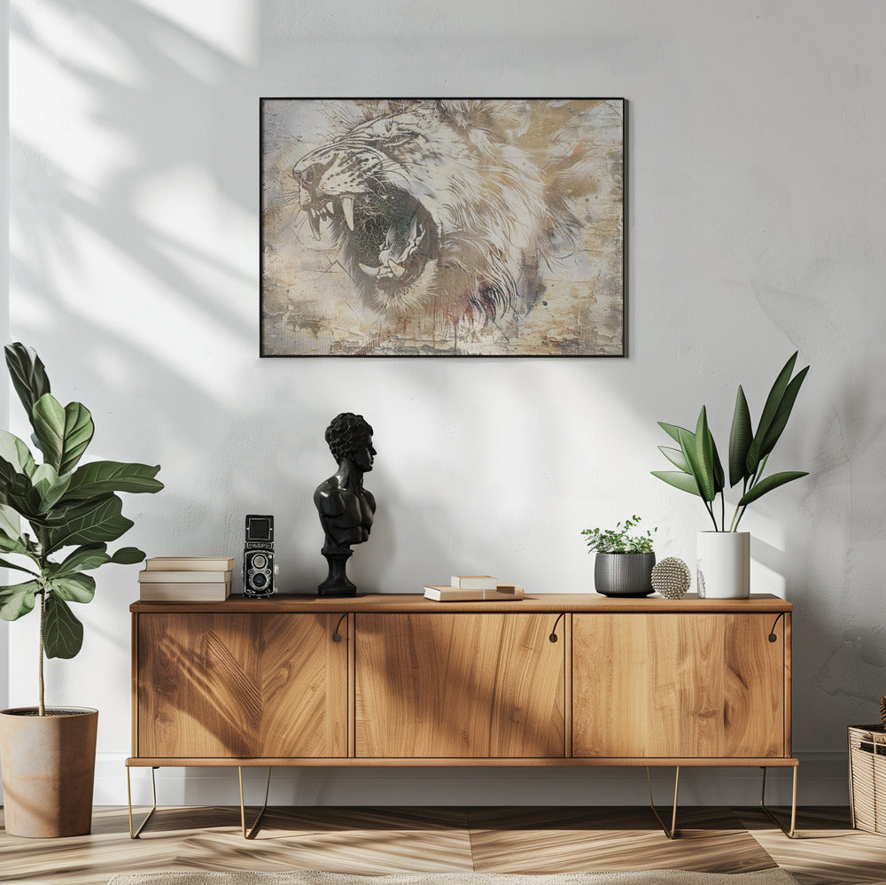 Plakat - Lion Animal Vintage Art Illustration Wallart 13