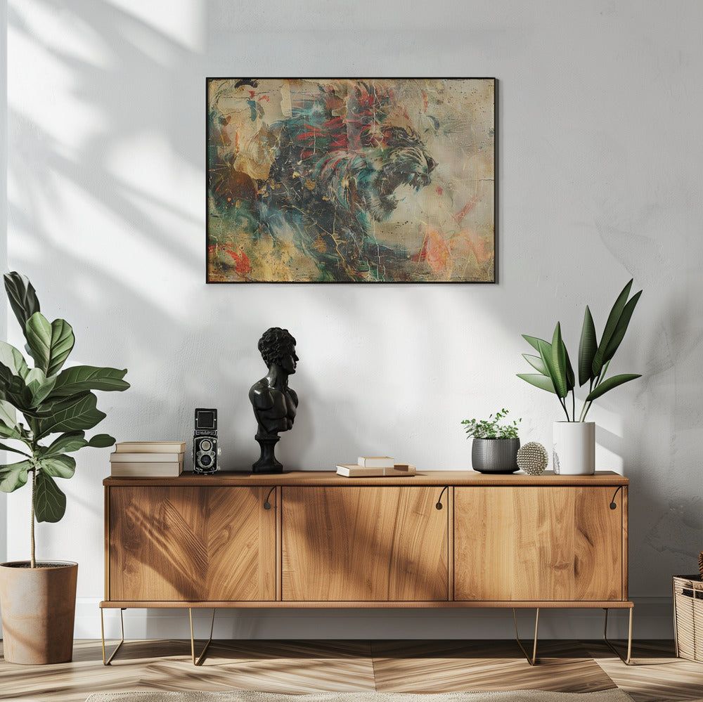 Plakat - Lion Animal Vintage Art Illustration Wallart 16