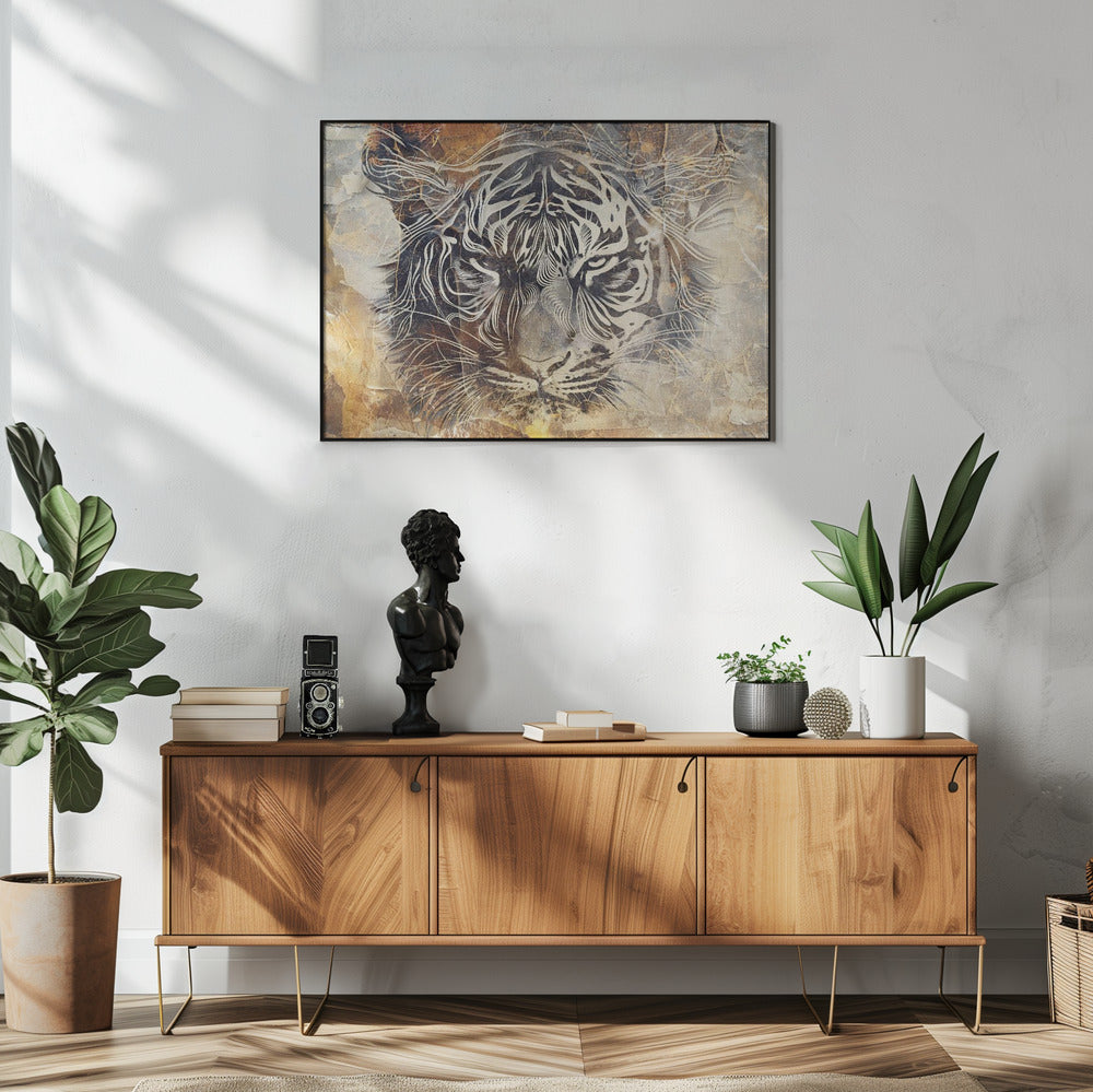 Plakat - Tiger Animal Vintage Art Illustration Wallart 17