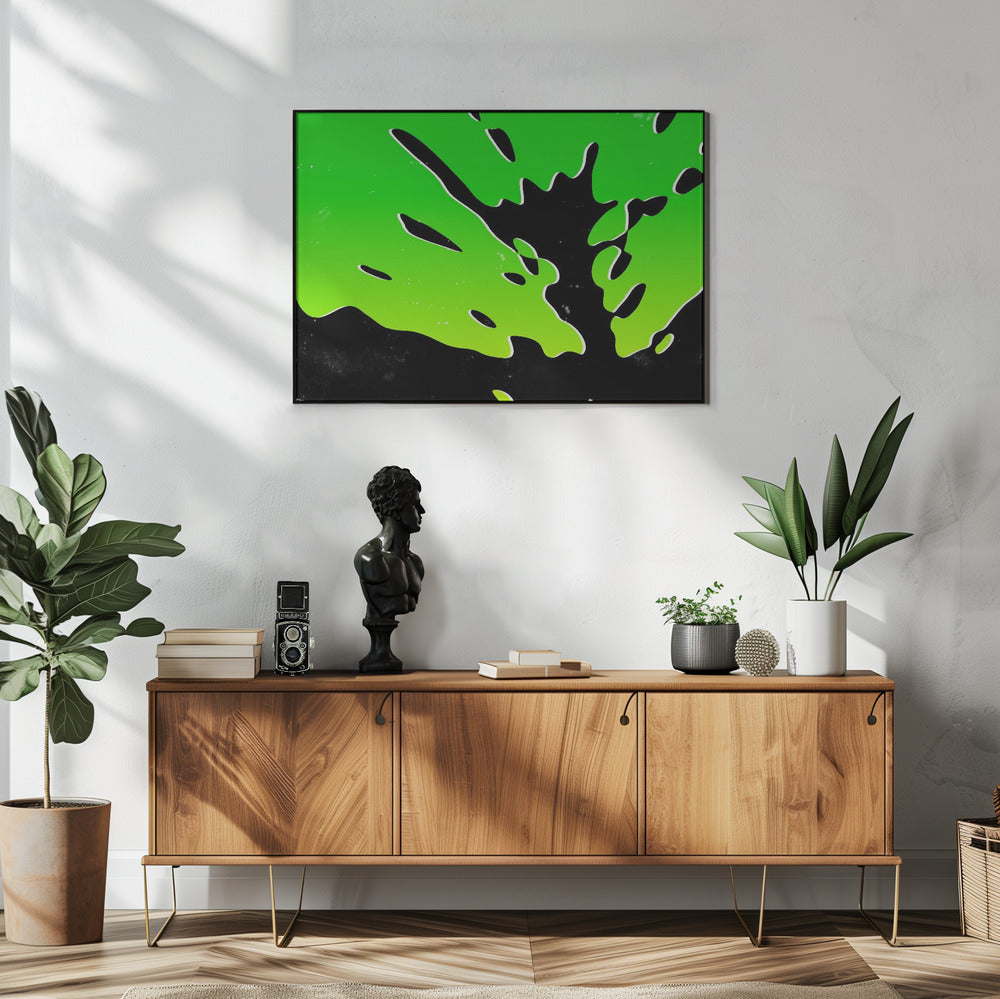 Plakat - Lime Green with Black Splash