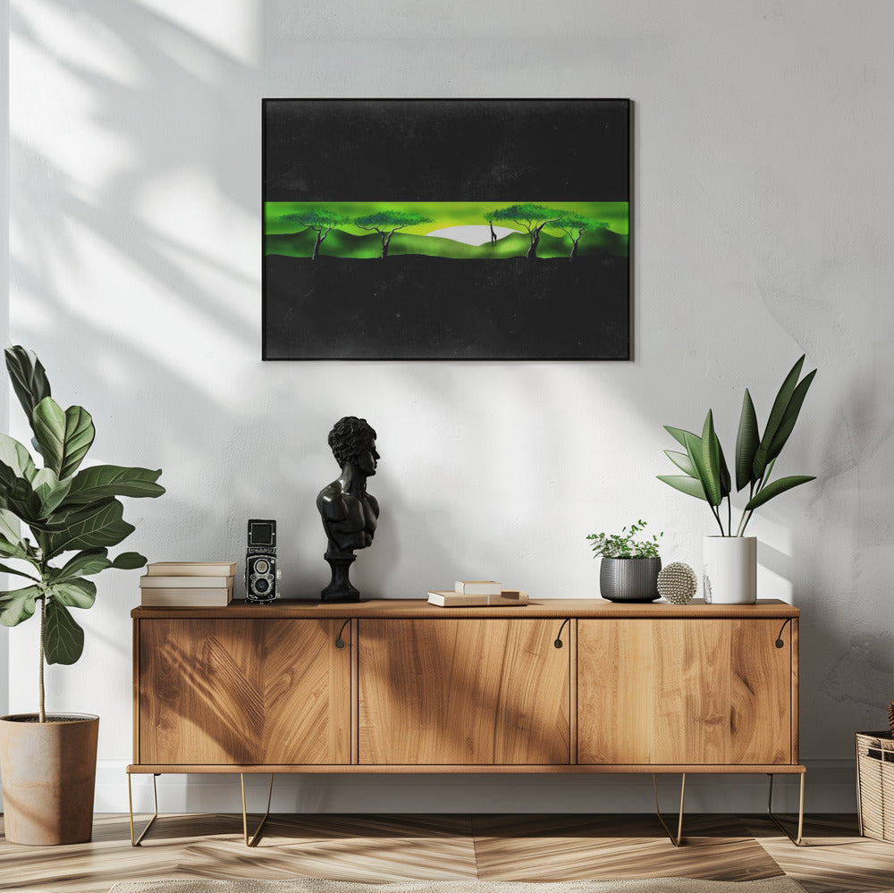 Plakat - Giraffe in Landscape 90s 02