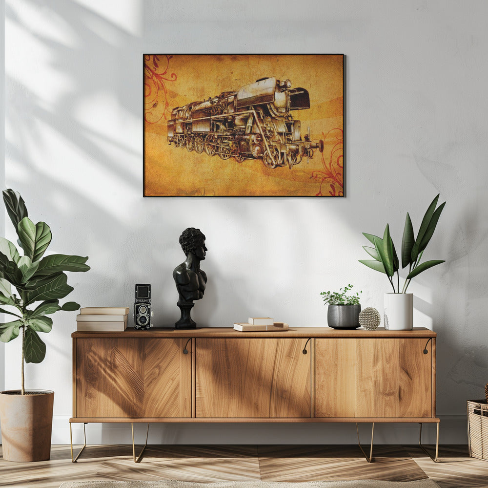 Plakat - Train Sepia Illustration 13