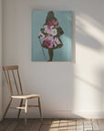 Canvas - A Woman in a Silhouette Style with Flowers and Leaves