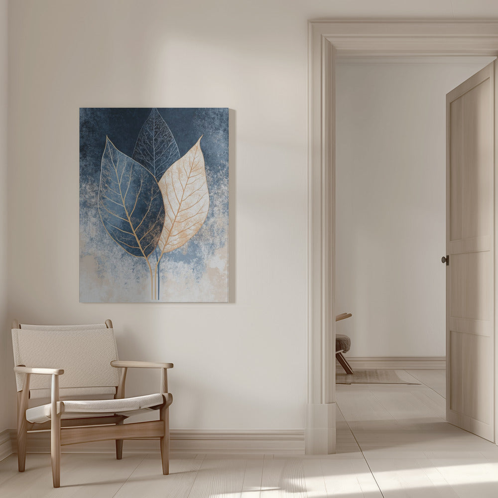Canvas - Abstract Leaves in Blues 1 - Admen.dk