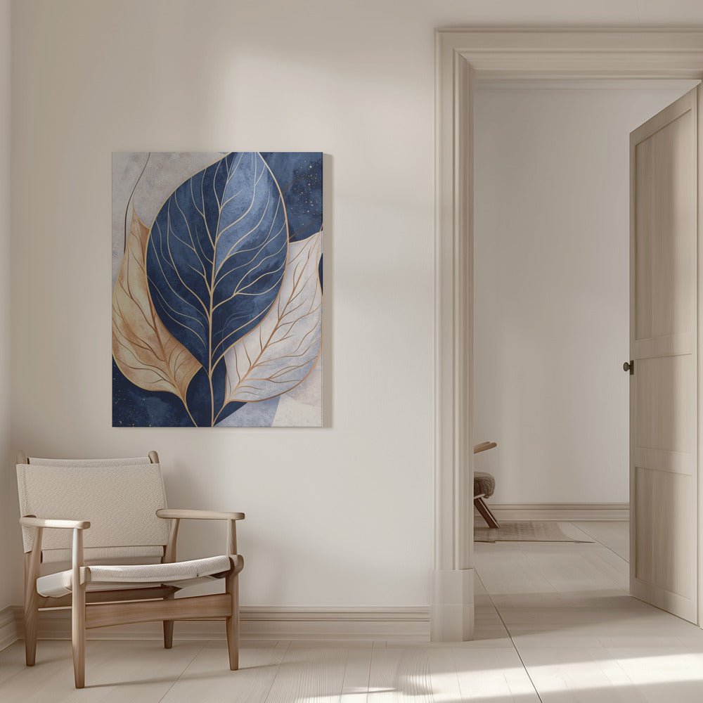 Canvas - Abstract Leaves in Blues 2 - Admen.dk