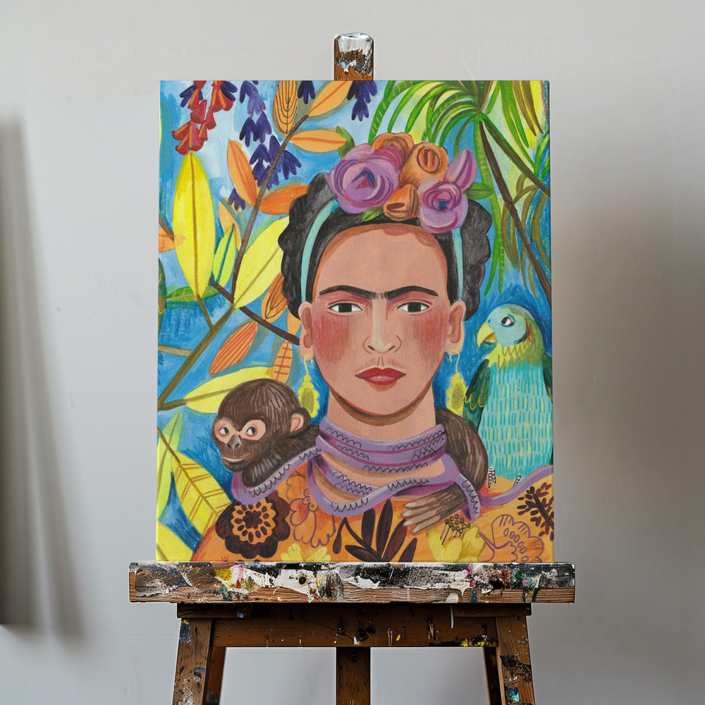 Canvas - Frida and her parrots - Admen.dk