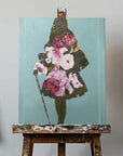 Canvas - A Woman in a Silhouette Style with Flowers and Leaves