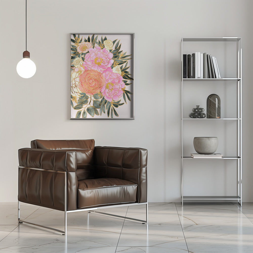 Plakat - Nanette floral art in pastels