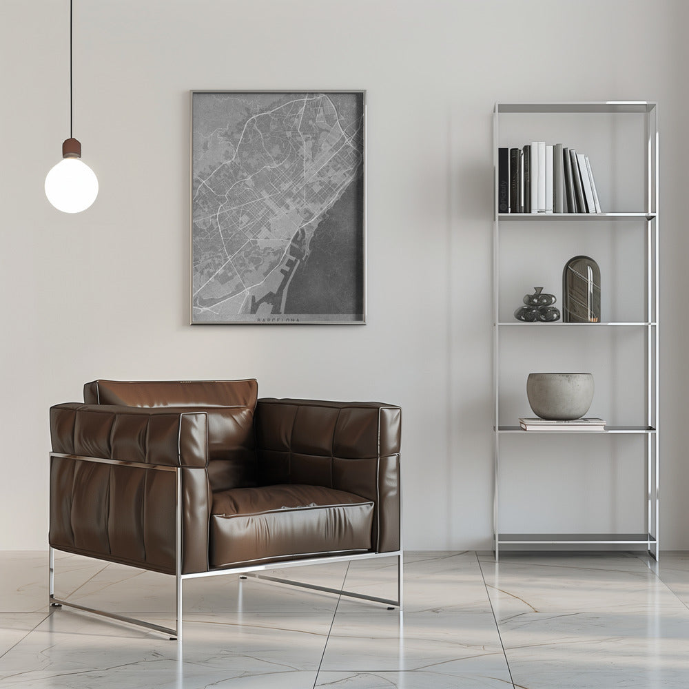 Poster - Map of Barcelona (Spain) in gray vintage style