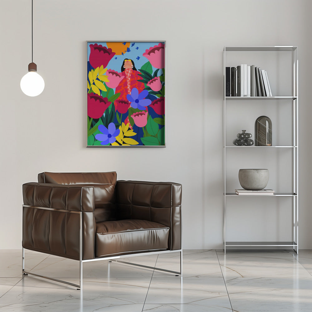 Plakat - Woman in Flower Garden