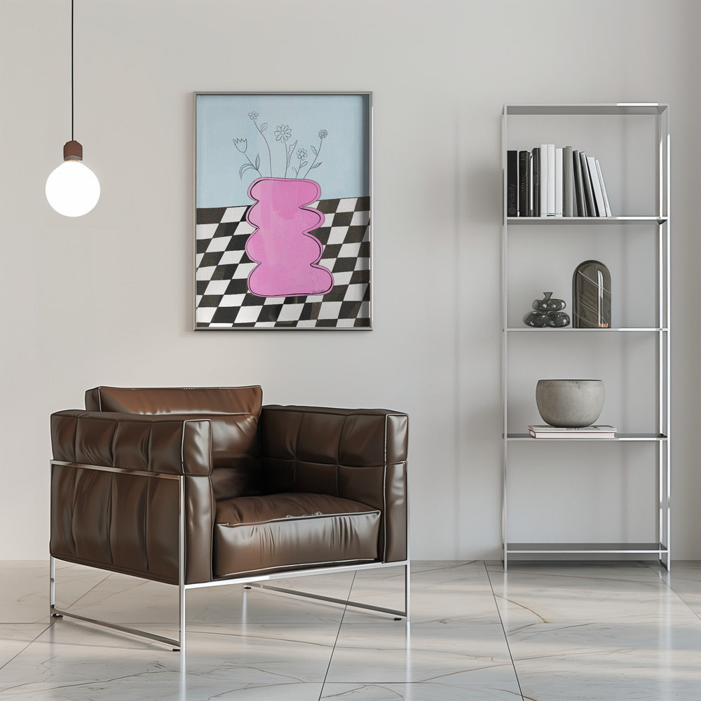 Plakat - Checkerboard Vase Pink