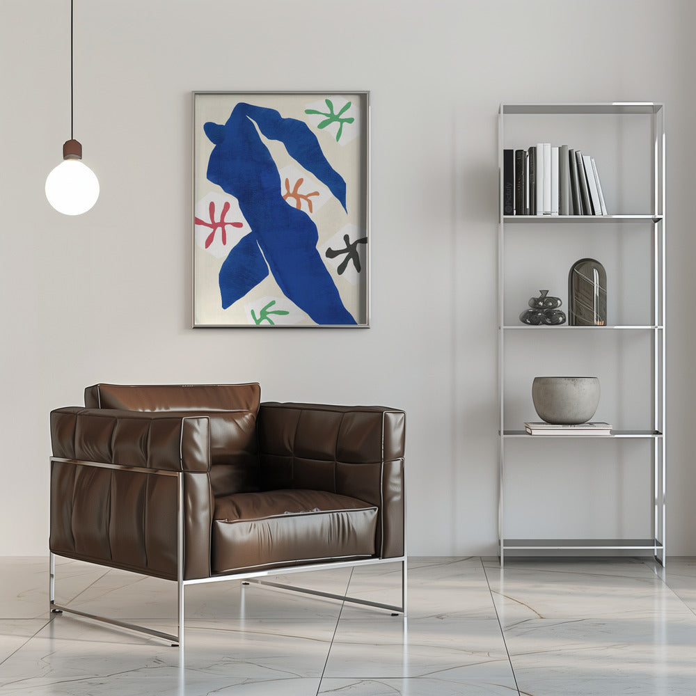 Poster - Blue cut out abstract figure