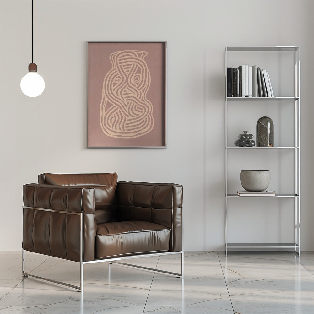 Poster - Line art organic shape in nude