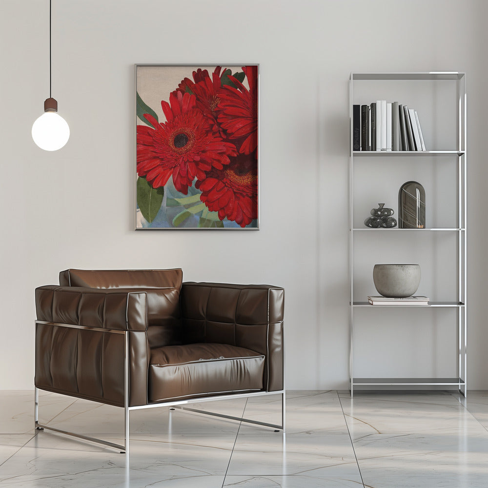 Poster - Red Gerbera Daisy Detail 3