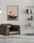 Poster - Bathtub Drinks: Pinup Girl Drinking In Bathroom