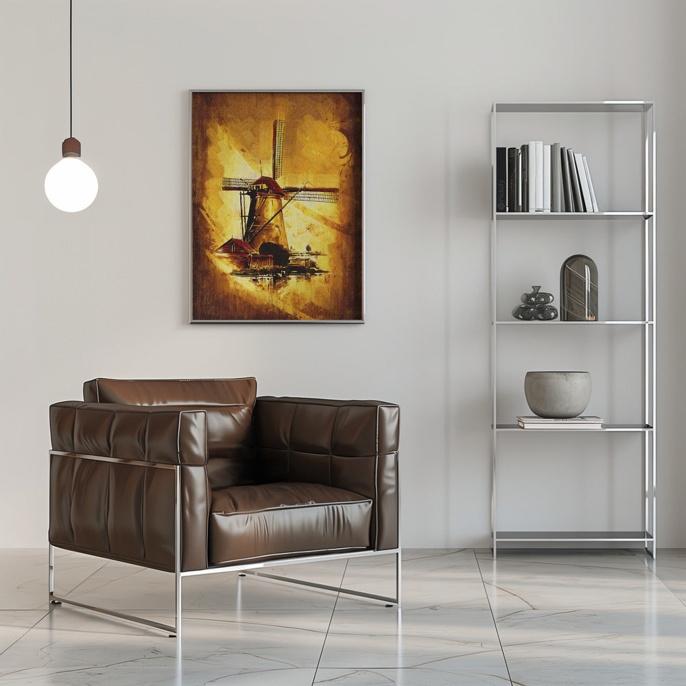 Plakat - Windmill - Sepia Illustration 66