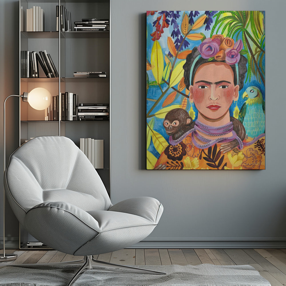 Canvas - Frida and her parrots - Admen.dk