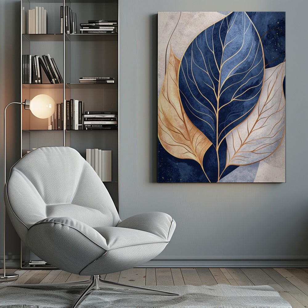 Canvas - Abstract Leaves in Blues 2 - Admen.dk