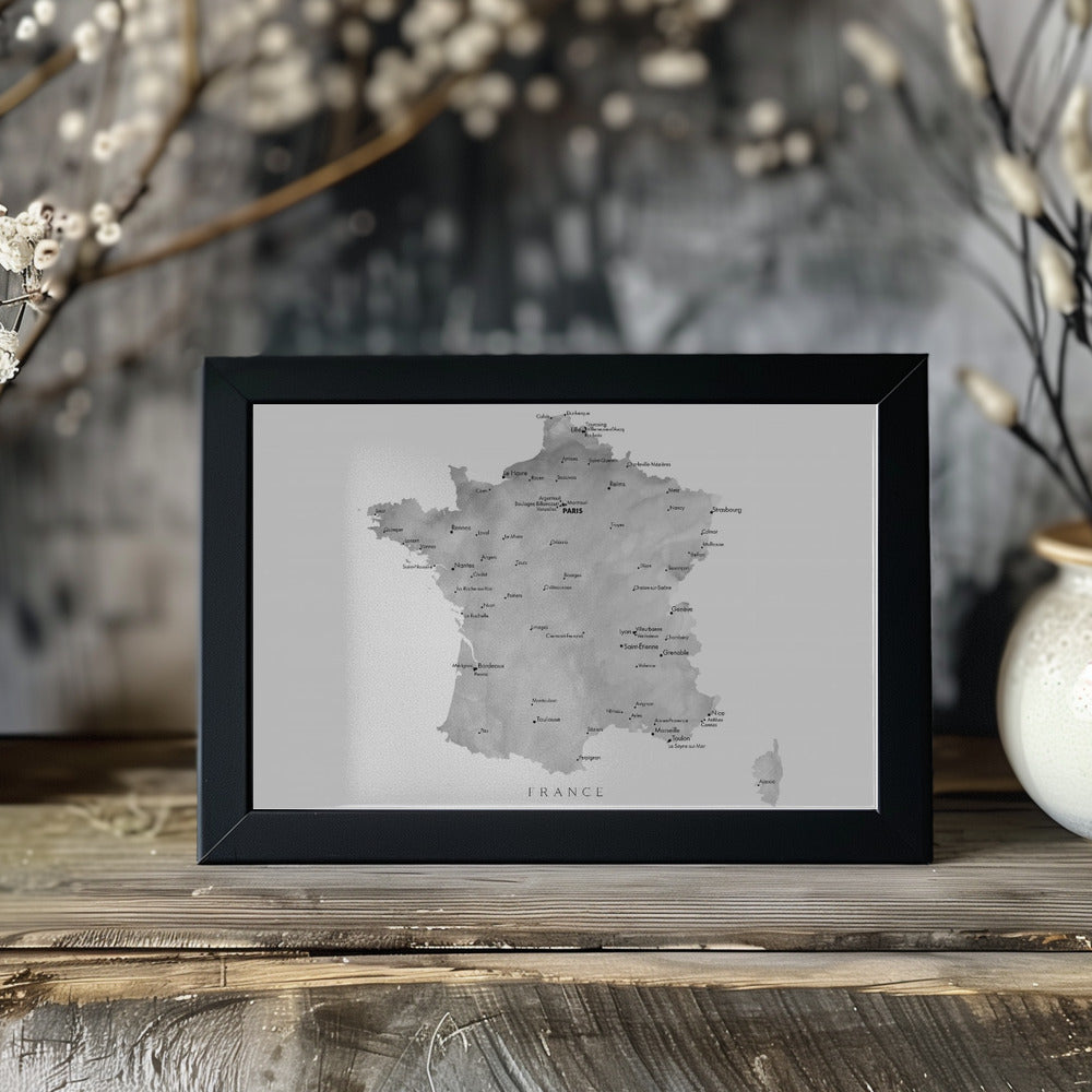 Plakat - Gray map of France