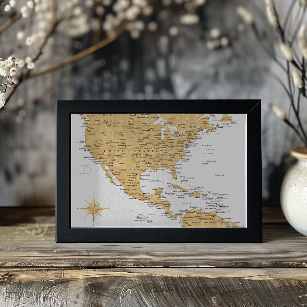 Plakat - Golden map of USA and Mexico