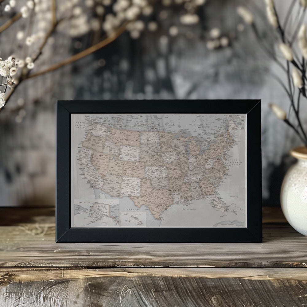 Plakat - Highly detailed map of the United States, Lucille