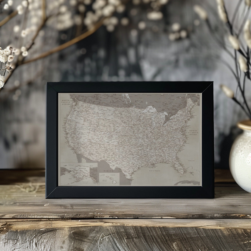 Poster - Highly detailed map of the United States, Gentry