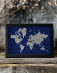 Plakat - Watercolor world map with cities, Kawena