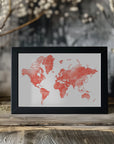 Plakat - World map with outlined countries, Coralinah